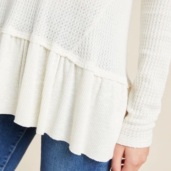 🥳HP🥳 Mesh + Lace Waffle Peplum Thermal Pullover Top - Picture 4 of 10